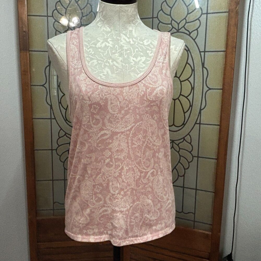 Lucky Brand Blush Pink Paisley Print Pajama Set Tank Top Shorts Size M